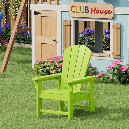 WestinTrends Malibu Kids Outdoor HDPE Adirondack Plastic Patio Chair, Lime