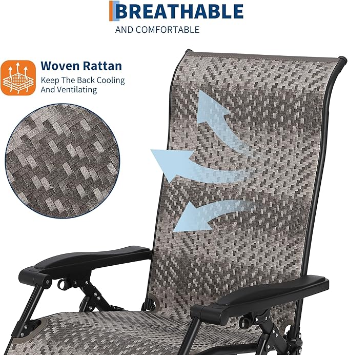 1 Pack Portable Rattan Chaise Lounge Chair, 330lb Capacity - Photo 7