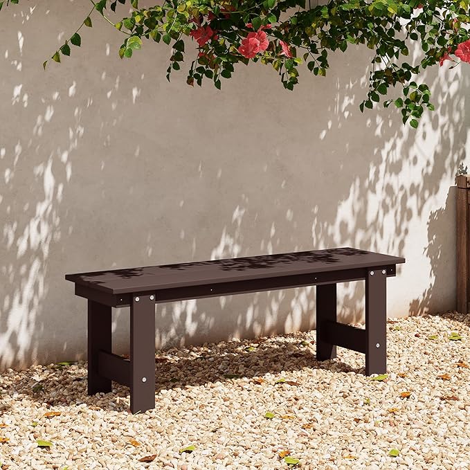 WestinTrends Ashore Outdoor HDPE 48" Modern Backless Patio Bench, Dark Brown