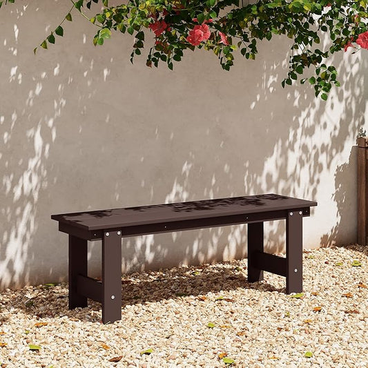WestinTrends Ashore Outdoor HDPE 48" Modern Backless Patio Bench, Dark Brown