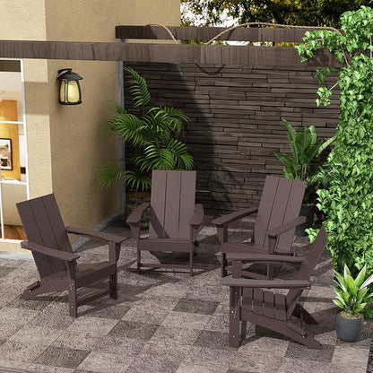 WestinTrends Ashore Modern Outdoor Folding Adirondack Chair (Set of 4), Dark Brown