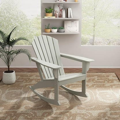 WO WESTIN OUTDOOR HDPE Altura Outdoor Rocking Poly Adirondack Chair, Sand