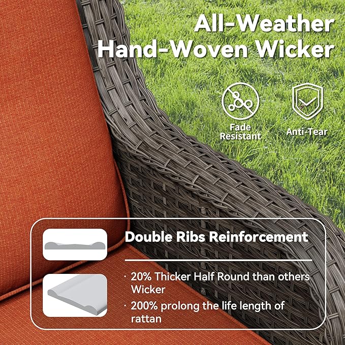 Swivel Rocker Patio Chairs Set of 2 - Outdoor Wicker Patio Furniture Set 2 Pieces with Thickened Olefin Cushions - Photo 6