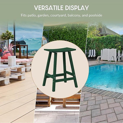 WestinTrends Malibu 24 Inch Outdoor Bar Stools, All Weather Resistant Poly Lumber Adirondack Counter Height Stools, Dark Green