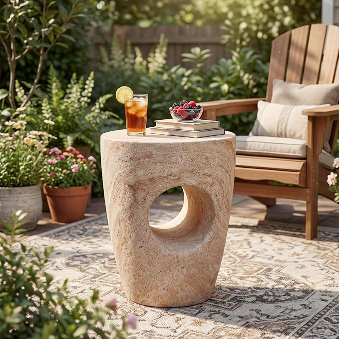 Christopher Knight Home Aria 18.5" H Outdoor Side Table, Round End Table with Hollow Design - Photo 1