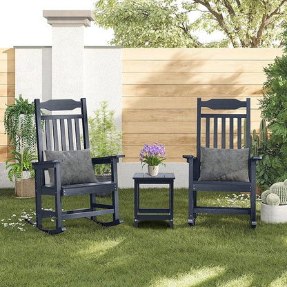 ONBRILL Outdoor Side Table Set of 2, Adirondack Small End Table, Indoor & Outdoor Use, HDPS Weather Resistant/Easy Maintenance for Patio, Pool, Deck, Porch, Garden, Shower, Outside- (2, Blue)