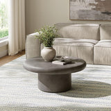Modway Argos Round Concrete Coffee Table in Gray - Cement Low Coffee Table for Sitting on The Floor - Weather Resistant - Photo 2