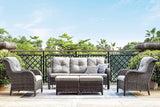Rilyson Outdoor Furniture Set, 5-Piece Patio Rattan Wicker Sectional Sofa Set with 3-Seat Couch, 2 Armchairs - Photo 6