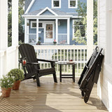 Folding Adirondack Chair Set of 2 with Cup Holders & Ottomans, HDPE All Weather Resistant Plastic Outdoor Patio Chairs - Photo 2