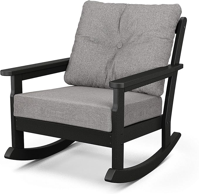 Polywood® Vineyard Rocking Chair, Black/Grey Mist - Photo 1