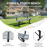 6 Feet Steel Park Bench for Outside, Outdoor Bench with Backrest & Portable Frame, Commercial Benches for Shopping Malls - Photo 3