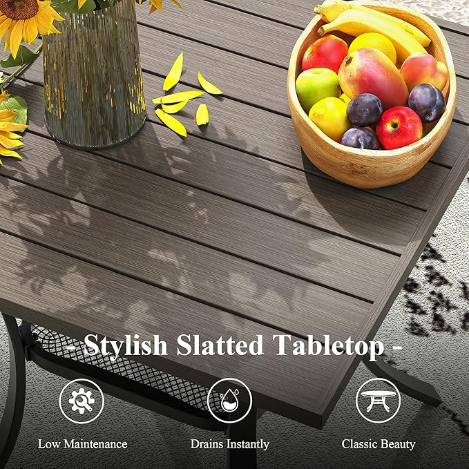 Outdoor Dining Table with Storage Shelf, 27.5" All-Weather Square Patio Dining Table for 2, Metal Patio Table for Garden Lawn Porch Deck Yard, Grey