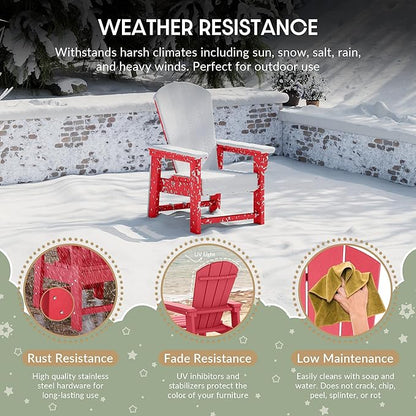 WestinTrends Malibu Kids Outdoor HDPE Adirondack Plastic Patio Chair, Red