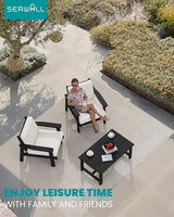 SERWALL HDPE Outdoor Couch Set of 2, All-Weather Wood-Like Patio Furniture Set - Photo 3