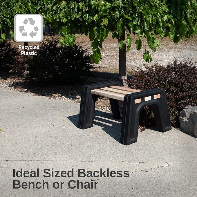RTS Home Accents Custom Length Lightweight Indoor or Outdoor Backless Bench Ends, Black Color (Wood & Screws Sold Separately)