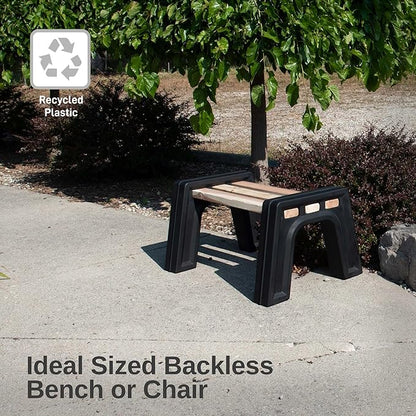 RTS Home Accents Custom Length Lightweight Indoor or Outdoor Backless Bench Ends, Black Color (Wood & Screws Sold Separately)