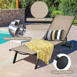 Giantex Lounge Chairs for Outside Patio Chaise Lounges Aluminum Recliner W/Adjustable 6 Backrest Positions and Wheels - Photo 2