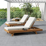 Merax Acacia Wood Chaise Lounge Chair Outdoor Set of 2 - Photo 3