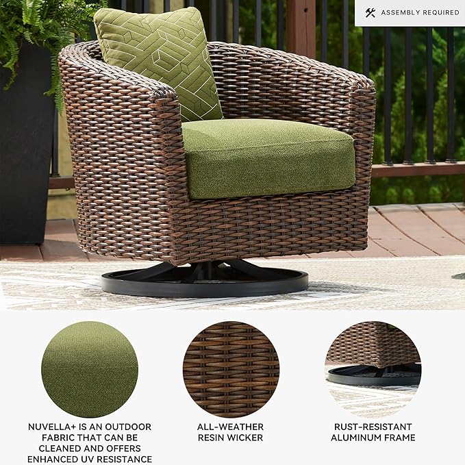 Signature Design by Ashley Horizon Hall Casual Outdoor Weather Resistant Swivel Lounge Chair with Removable Cushion - Photo 3