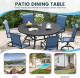 Patio Dining Table for 6-8, Round Metal Outdoor Table with Storage Shelf, 1.57" Umbrella Hole - Photo 6