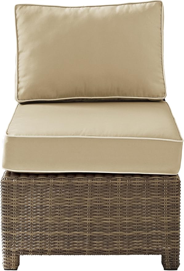 Crosley Furniture Bradenton Armless Outdoor Sectional Chair, Wicker Patio Chairs for Porch, Deck, Backyard - Photo 3