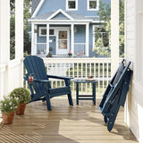 Folding Adirondack Chair Set of 2 with Cup Holders & Ottomans, HDPE All Weather Resistant Plastic Outdoor Patio Chairs - Photo 2