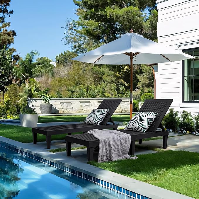 Greesum Outdoor Chaise Lounge Chairs Set of 4 with 5-Position Adjustable Backrest - Photo 2
