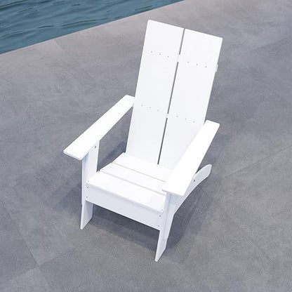 Merrick Lane Piedmont 2 Slat Poly Resin Adirondack Chair - White - Modern Design - Indoor/Outdoor