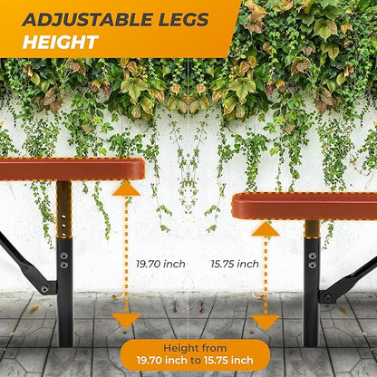 Heavy-Duty Outdoor Metal Bench, Thermoplastic-Coated, Inground, Weatherproof, Commercial-Grade for Parks, Gardens, Patios, Stores & More (6 Ft - Inground, Red)