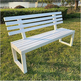 Outdoor Bench for Patio Metal Garden Bench with Armrests Weatherproof Durable Powder Coated Steel Frame Garden or - Photo 1