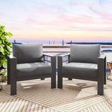 Solaste Patio Furniture Metal Armchair, 2 PCS All-Weather Aluminum Garden Outdoor Contemporary Sofa Chair with Cushions - Photo 6