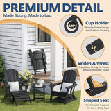Adirondack Chair with Ottomans Set of 2, HDPE All-Weather Outdoor Footrest - Photo 6