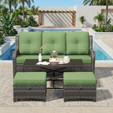 4-Piece Outdoor Couch Set, Includes Wicker Patio Sofa with Thickened Olefin Cushions, High Back and Deep Seating - Photo 9