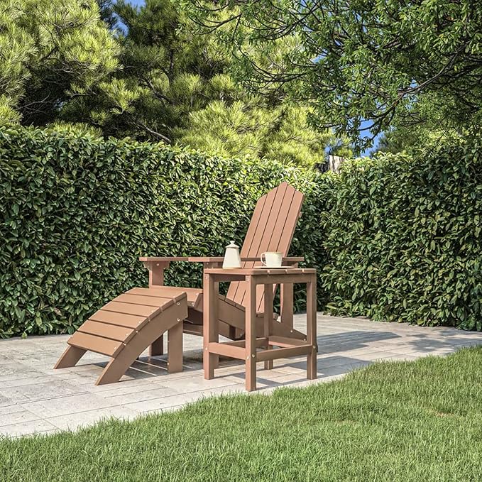 Adirondack Garden Table Adirondack Chair Wood Recliner Chair Adirondack Garden Chair Deck Chair Balcony Chair Garden Lounger Brown 38 x 38 x 46 cm HDPE