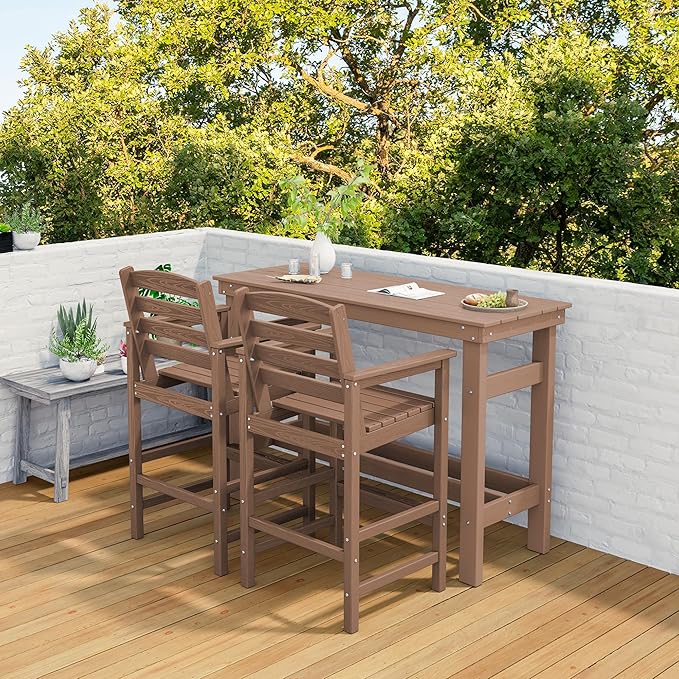 SERWALL 41" Outdoor Bar Table, All Weather HDPE Patio Bar Counter Height Table, Rectangle Patio Bar Table for Outside - Photo 8