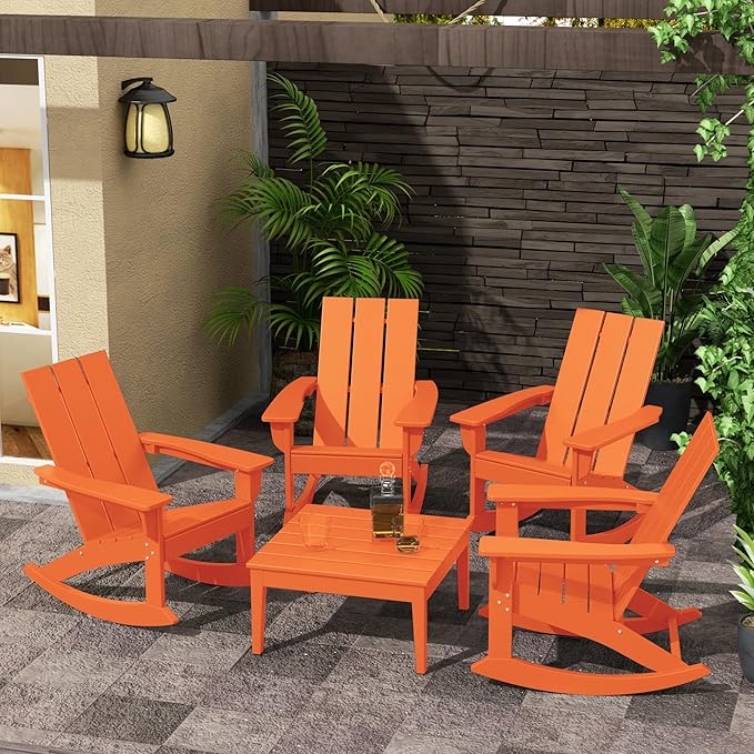 Costaelm Outdoor Side Tables for Patio, Small Patio Conversation Table Weather Resistant Coffee Table, Small Square Table Outdoor End Tables for Porch, Balcony, Poolside, Deck, Orange