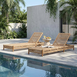 Christopher Knight Home Mercer Acacia Wood Chaise Lounge Chair Outdoor Set of 2 - Photo 1