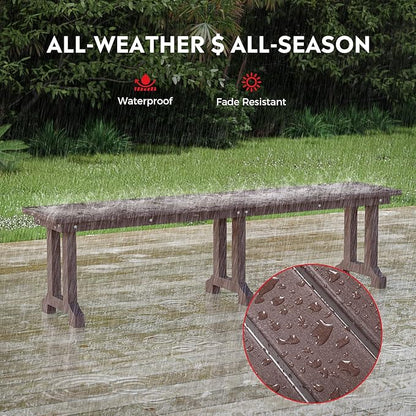 Costaelm Outdoor Benches Weatherproof, Park Long Bench Poly Lumber Backless for Entryway Front Porch Garden Bench Seat for Patio, Dark Brown