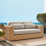 Modway Thames Wicker Rattan Outdoor Loveseat in Natural Light Gray - UV-Resistant Patio Furniture 2-Seater Basket-Weave - Photo 1