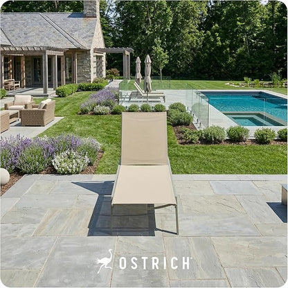 Ostrich Princeton Chaise Lounge Reading Tanning Lawn Chair, Outdoor Furniture for Pool, Beach, Patio, Backyard, and Deck, Tan/Taupe, 2 Pack