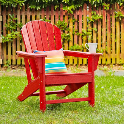 Glitzhome JK89002R Outdoor Adirondack Chairs for Yard, Patio, Garden, Lawn, Red