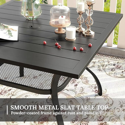 VICLLAX 37.8" Square Outdoor Patio Table, All Weather Metal Outdoor Dining Table for Lawn Garden, Black Tabletop