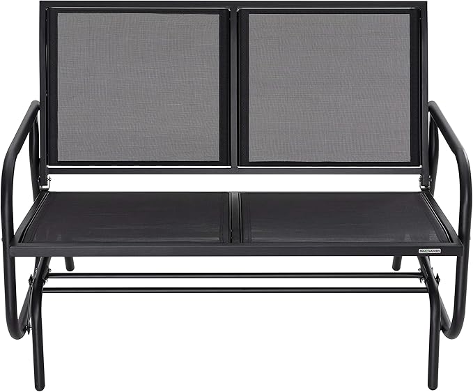 NUU GARDEN 2 Seats Outdoor Glider Bench Patio Glider Swing Chair with Powder Coated Steel Frame and Breathable Seat - Photo 8