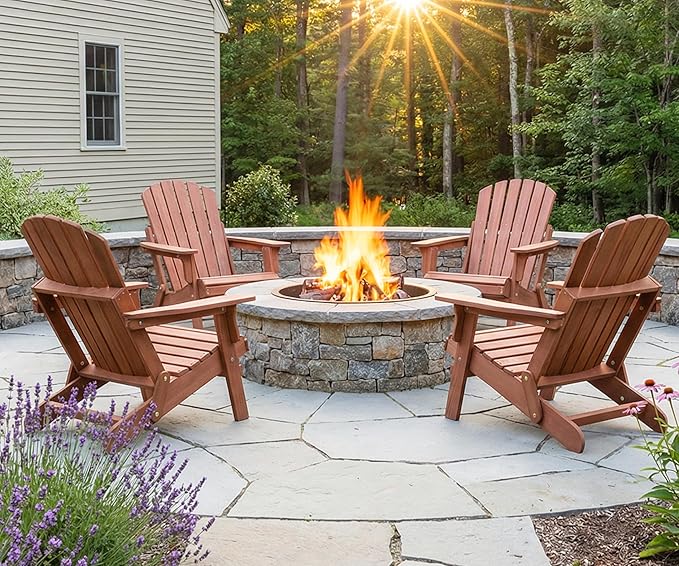 Oversize Wooden Outdoor Folding Adirondack Chair with Pre-Assembled BackRest & SeatBoard, Wood Patio Chair for Garden Backyard Porch Pool Deck Firepit