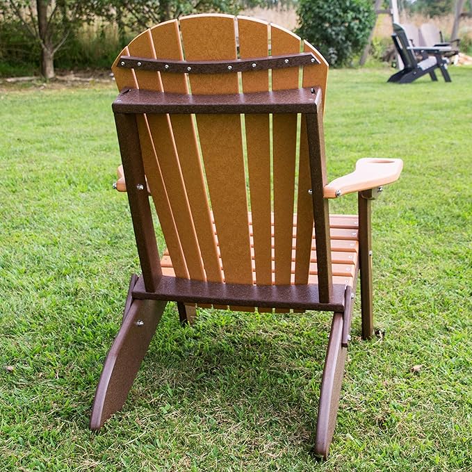 Furniture Barn USA Poly Folding Adirondack Chair, Cedar and Tudor Brown