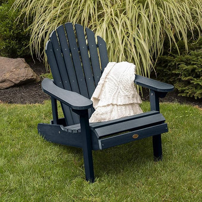 Highwood Hamilton Made in The USA Folding and Reclining Adirondack Chair, Adult Size, Federal Blue