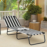 Outsunny Folding Chaise Lounge Pool Chairs, Outdoor Sun Tanning Chairs with 5-Level Reclining Back - Photo 8
