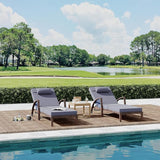 Outdoor Chaise Lounge Chairs Set of 2, Patio Rattan Reclining Chair with 5-Position Adjustable Backrest - Photo 3