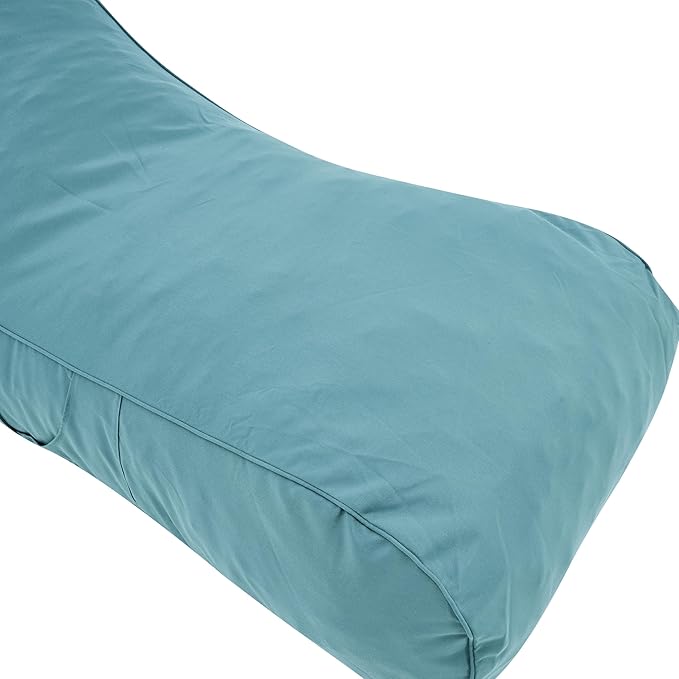 Merax Outdoor Bean Bag Chairs with Headrest, 71" L Large Lounger Chair for Adults Bean Bag Bed with Foam Filled for Patio Pool Balcony & Desk, Beige Fabric Outside Beanbag Chair, Teal