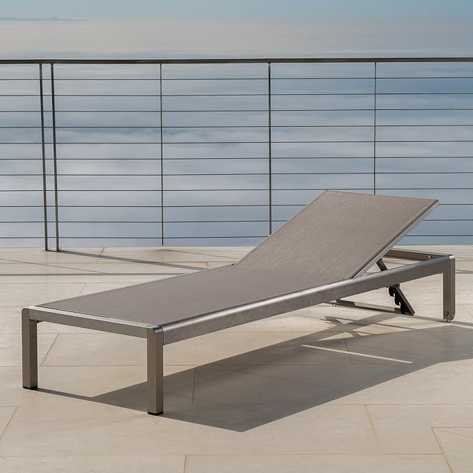 Christopher Knight Home Cape Coral KD Outdoor Mesh Chaise Lounge, Gray